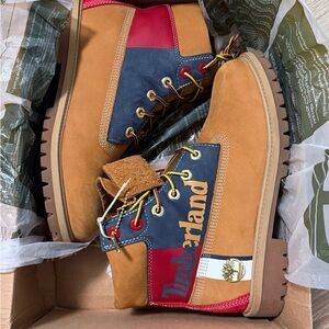 Timberland Men's Tan and Red Boots